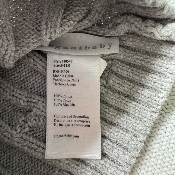 🛑 FINAL SALE Bundle of 2 Elegant Baby Winter Hat Gray White Cable Knit 0–12 M - Picture 6 of 8